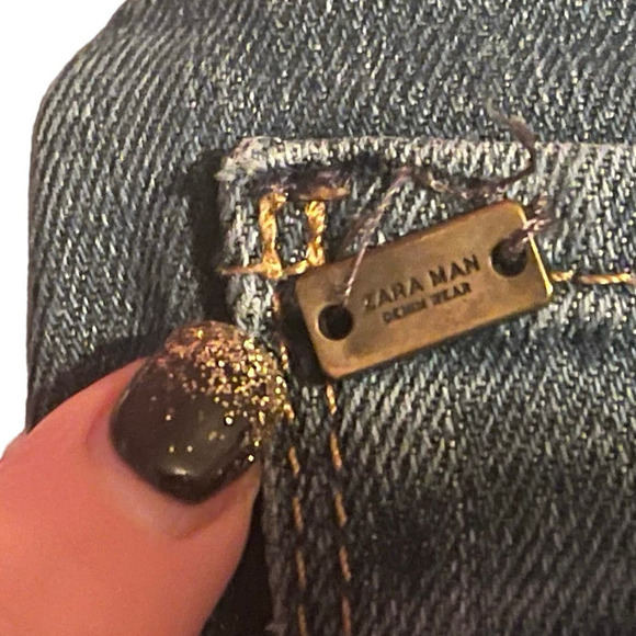 Zara Man Jeans Size 31 Waist Factory Distressing Medium Blue Denim Casual - Picture 8 of 9